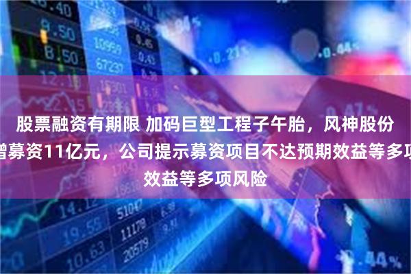 股票融资有期限 加码巨型工程子午胎，风神股份拟定增募资11亿元，公司提示募资项目不达预期效益等多项风险